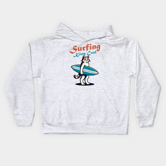 Surfing Cat Kids Hoodie by Art_Boys